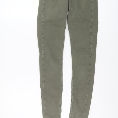 Topshop Womens Green Cotton Skinny Jeans Size 24 in L29 in Regular Button