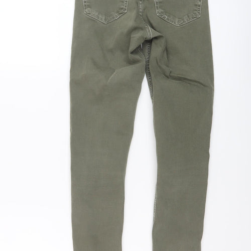 Topshop Womens Green Cotton Skinny Jeans Size 24 in L29 in Regular Button