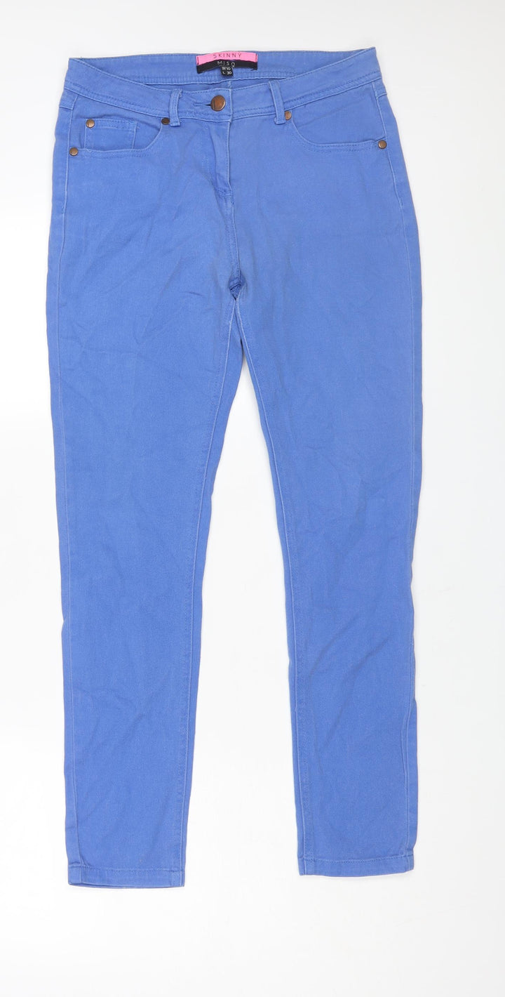 Miso Womens Blue Cotton Skinny Jeans Size 10 L30 in Regular Zip