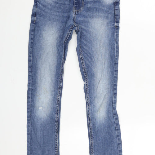 NEXT Boys Blue Cotton Skinny Jeans Size 11 Years L25 in Regular Zip - Distressed