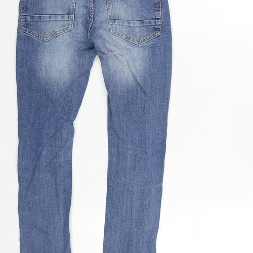 NEXT Boys Blue Cotton Skinny Jeans Size 11 Years L25 in Regular Zip - Distressed