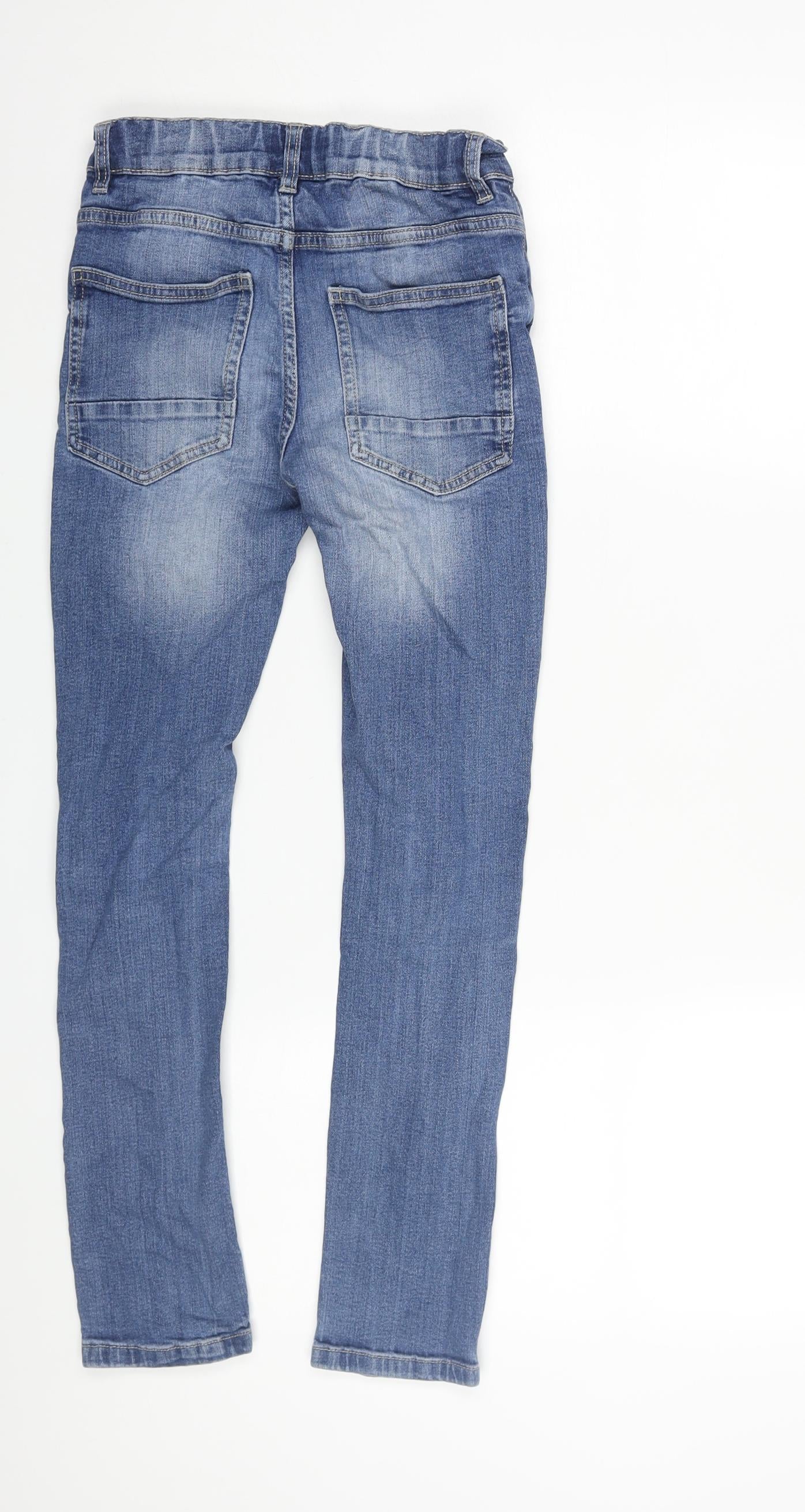 NEXT Boys Blue Cotton Skinny Jeans Size 11 Years L25 in Regular Zip - Distressed