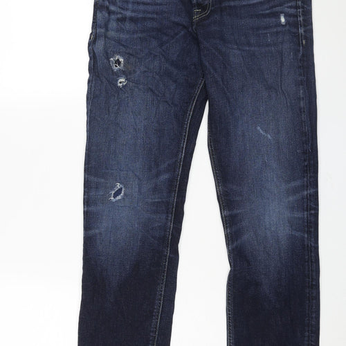 JACK & JONES Mens Blue Cotton Straight Jeans Size 34 in L34 in Slim Button