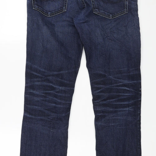 JACK & JONES Mens Blue Cotton Straight Jeans Size 34 in L34 in Slim Button
