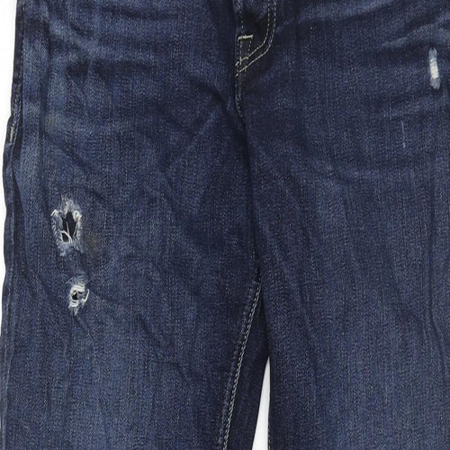 JACK & JONES Mens Blue Cotton Straight Jeans Size 34 in L34 in Slim Button