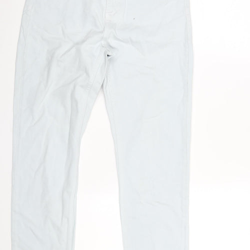 Topshop Womens Blue Cotton Mom Jeans Size 30 in L32 in Regular Zip - Raw Hem