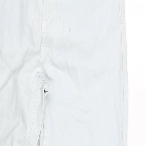 Topshop Womens Blue Cotton Mom Jeans Size 30 in L32 in Regular Zip - Raw Hem