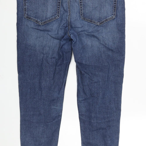Marks and Spencer Womens Blue Cotton Skinny Jeans Size 12 L25 in Regular Zip