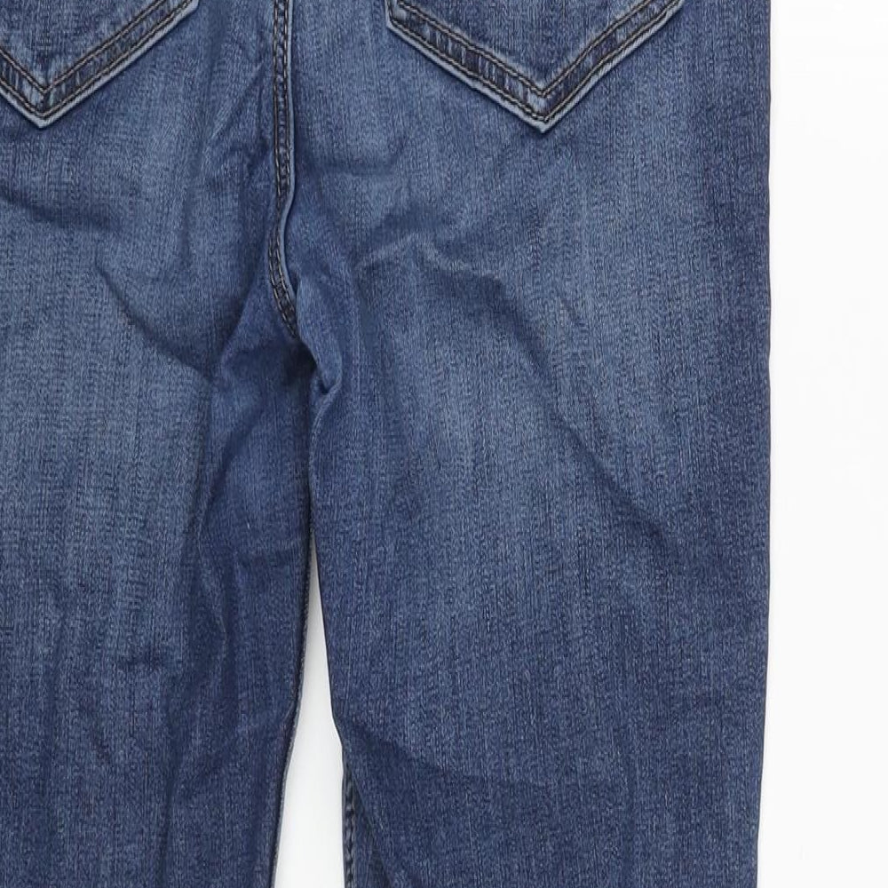 Marks and Spencer Womens Blue Cotton Skinny Jeans Size 12 L25 in Regular Zip