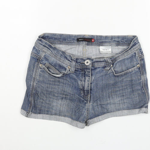 NEXT Womens Blue Cotton Hot Pants Shorts Size 10 Regular Zip
