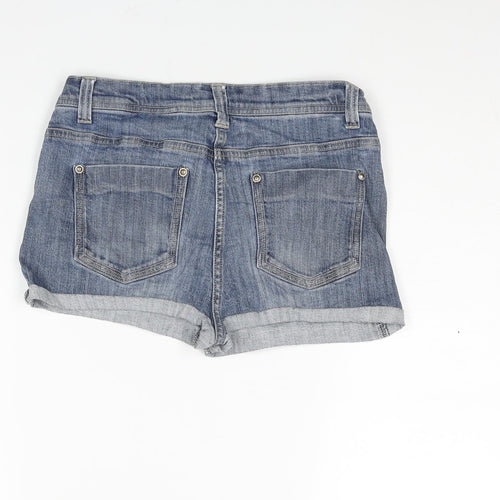 NEXT Womens Blue Cotton Hot Pants Shorts Size 10 Regular Zip