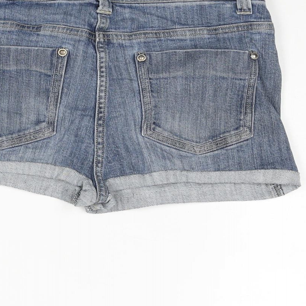 NEXT Womens Blue Cotton Hot Pants Shorts Size 10 Regular Zip