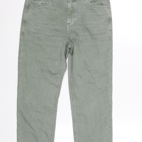 Marks and Spencer Womens Green Cotton Cropped Jeans Size 10 L24 in Regular Zip