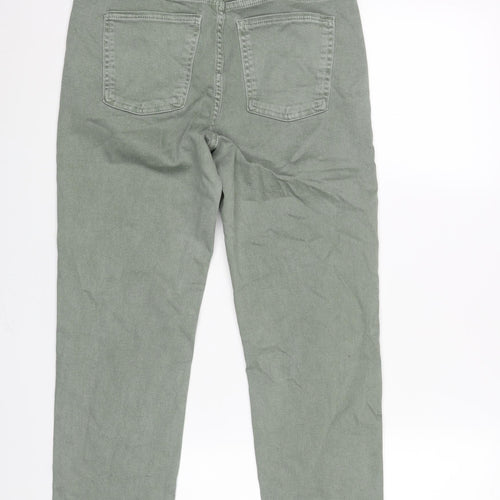 Marks and Spencer Womens Green Cotton Cropped Jeans Size 10 L24 in Regular Zip
