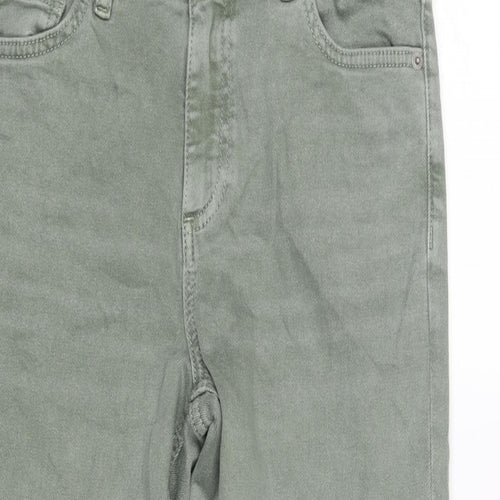 Marks and Spencer Womens Green Cotton Cropped Jeans Size 10 L24 in Regular Zip