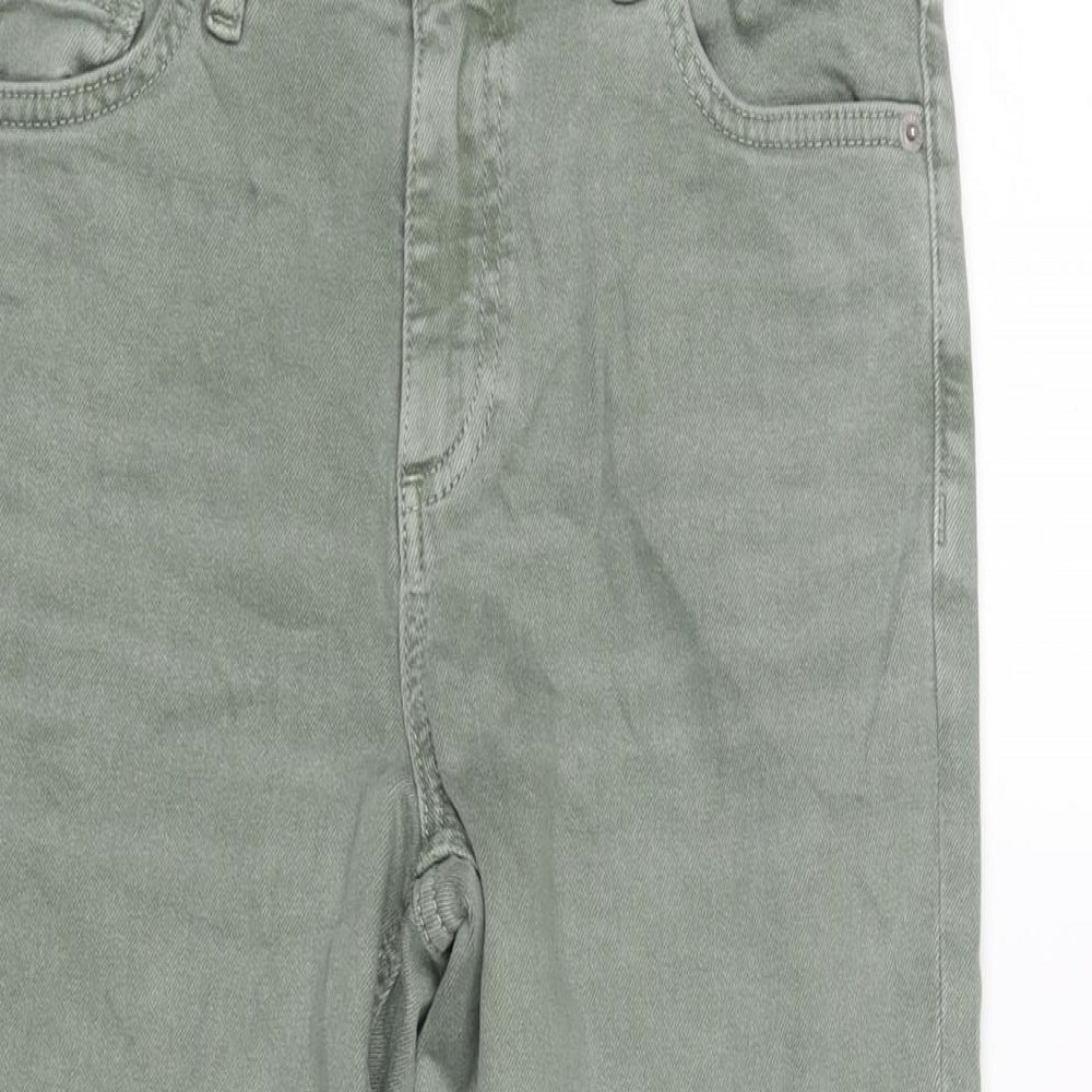 Marks and Spencer Womens Green Cotton Cropped Jeans Size 10 L24 in Regular Zip