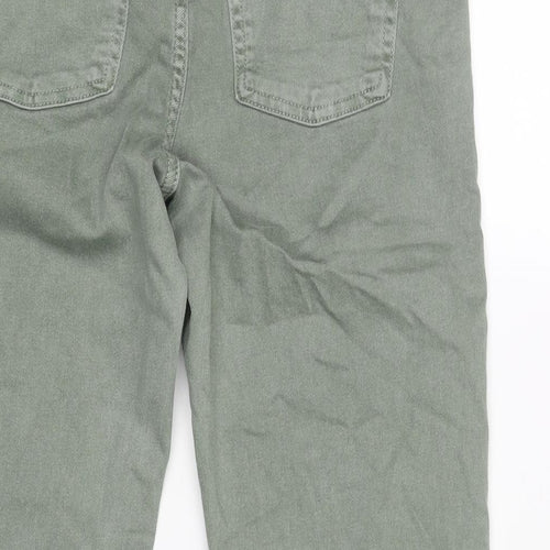 Marks and Spencer Womens Green Cotton Cropped Jeans Size 10 L24 in Regular Zip