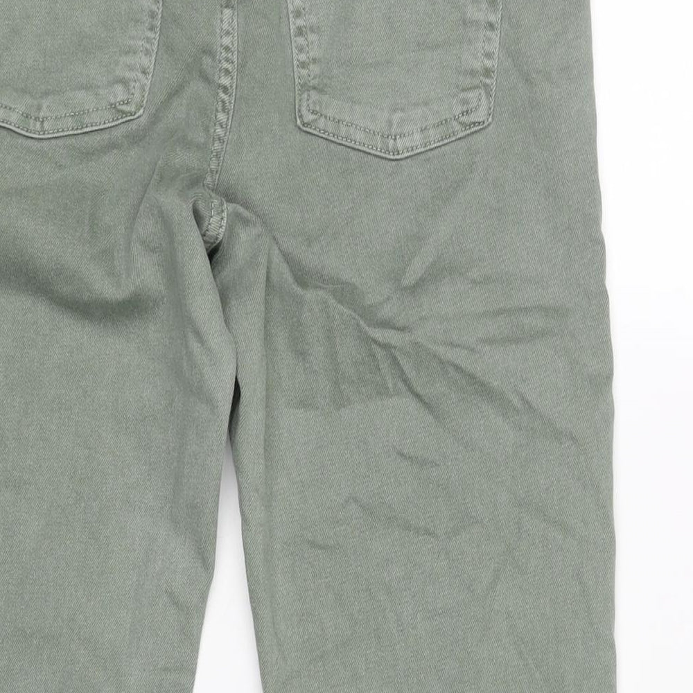 Marks and Spencer Womens Green Cotton Cropped Jeans Size 10 L24 in Regular Zip