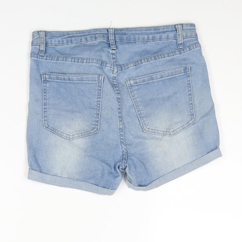 News Womens Blue Cotton Boyfriend Shorts Size 10 Regular Zip - Distressed