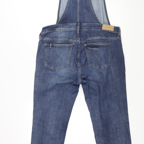 H&M Womens Blue Cotton Dungaree One-Piece Size 14 L27 in Button