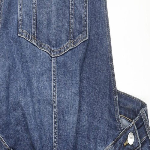 H&M Womens Blue Cotton Dungaree One-Piece Size 14 L27 in Button
