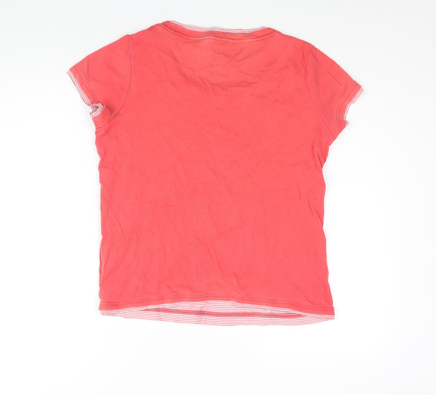 Maine Womens Red Cotton Basic Blouse Size 16 Round Neck - Eyelet Detail
