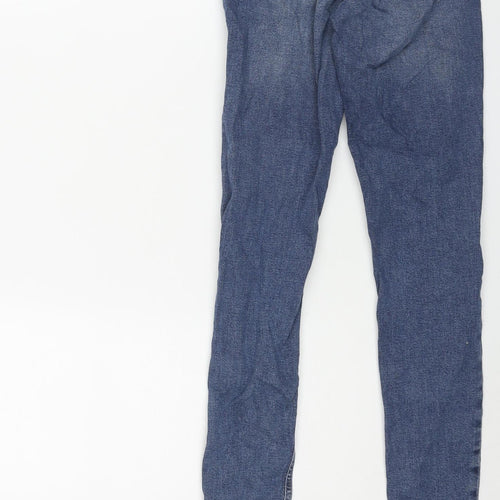 Topshop Womens Blue Cotton Skinny Jeans Size 24 in L32 in Regular Zip
