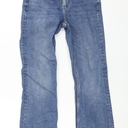 Marks and Spencer Womens Blue Cotton Bootcut Jeans Size 8 L28 in Regular Zip