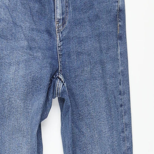 Marks and Spencer Womens Blue Cotton Bootcut Jeans Size 8 L28 in Regular Zip