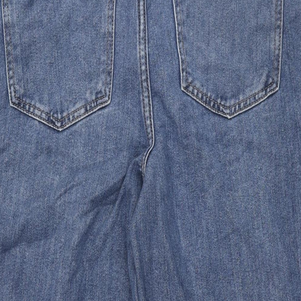Marks and Spencer Womens Blue Cotton Wide-Leg Jeans Size 14 L30 in Regular Zip