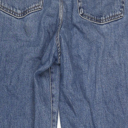 Marks and Spencer Womens Blue Cotton Wide-Leg Jeans Size 18 L28 in Regular Zip