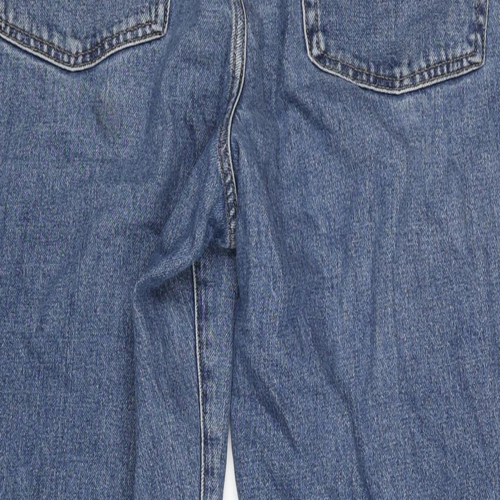 Marks and Spencer Womens Blue Cotton Wide-Leg Jeans Size 18 L28 in Regular Zip