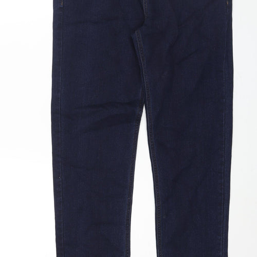 Marks and Spencer Mens Blue Cotton Straight Jeans Size 32 in L31 in Regular Zip