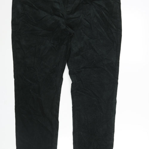 Marks and Spencer Womens Green Cotton Trousers Size 20 L29 in Regular Zip