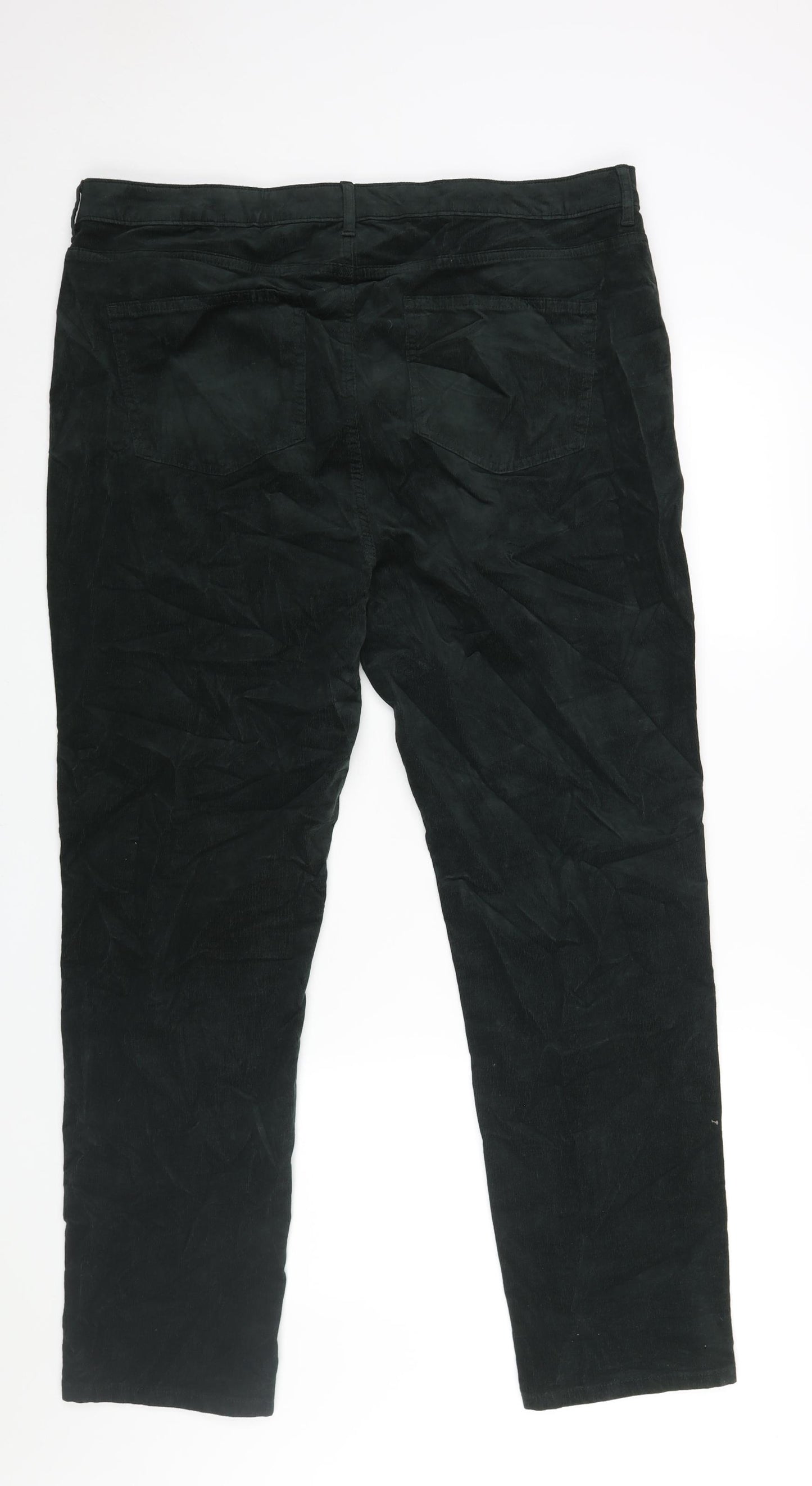 Marks and Spencer Womens Green Cotton Trousers Size 20 L29 in Regular Zip