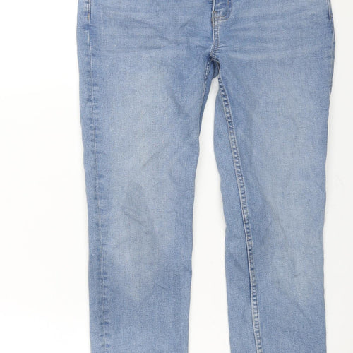 Marks and Womens Blue Cotton Straight Jeans Size 10 L26 in Regular Zip
