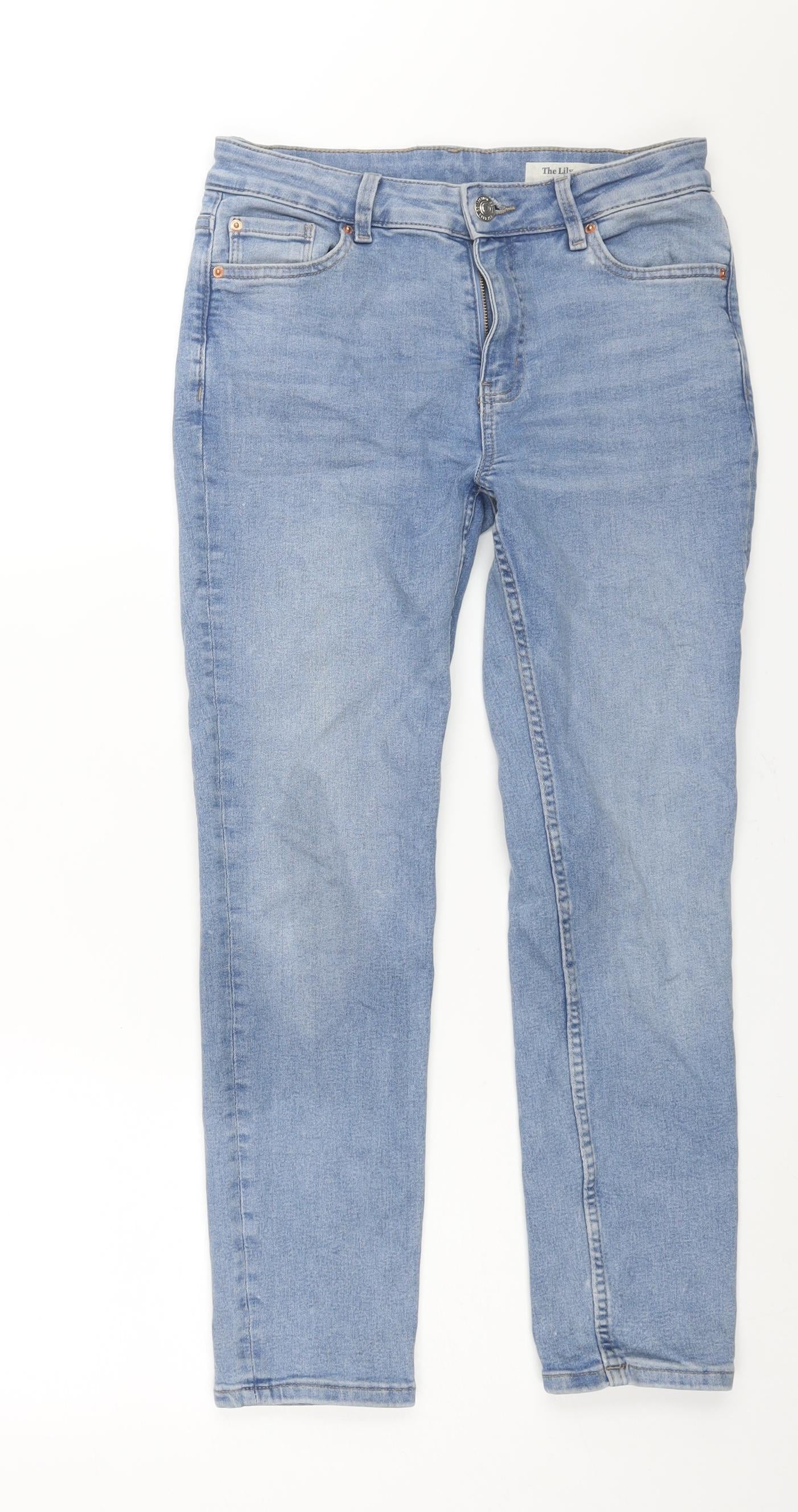 Marks and Womens Blue Cotton Straight Jeans Size 10 L26 in Regular Zip