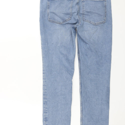 Marks and Womens Blue Cotton Straight Jeans Size 10 L26 in Regular Zip