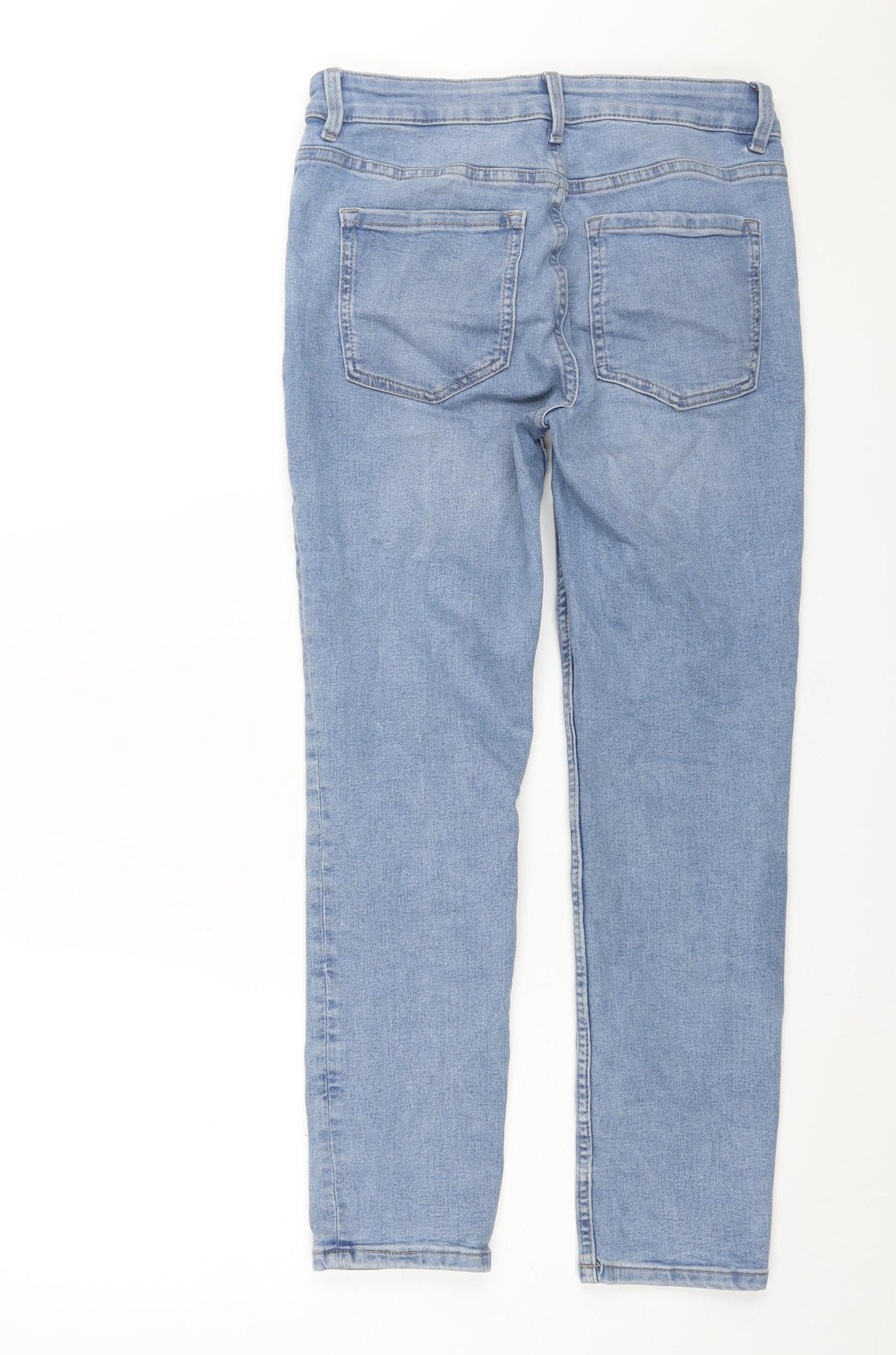 Marks and Womens Blue Cotton Straight Jeans Size 10 L26 in Regular Zip