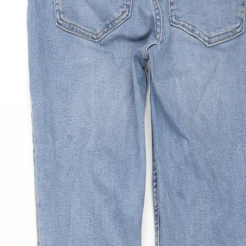 Marks and Womens Blue Cotton Straight Jeans Size 10 L26 in Regular Zip