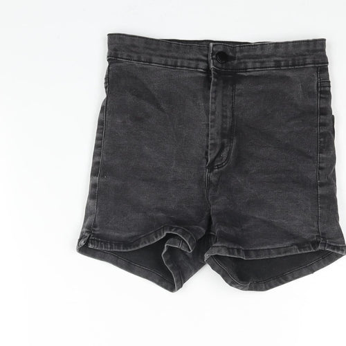 Denim & Co. Womens Grey Cotton Basic Shorts Size 8 L3 in Regular Zip