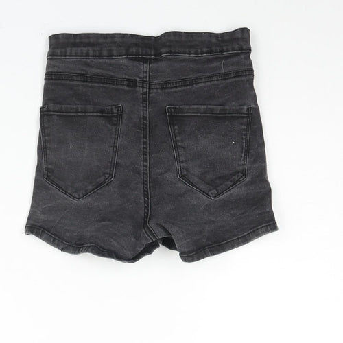 Denim & Co. Womens Grey Cotton Basic Shorts Size 8 L3 in Regular Zip