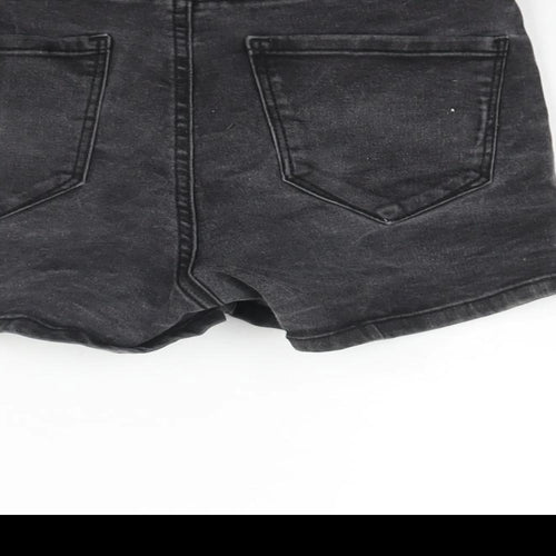 Denim & Co. Womens Grey Cotton Basic Shorts Size 8 L3 in Regular Zip
