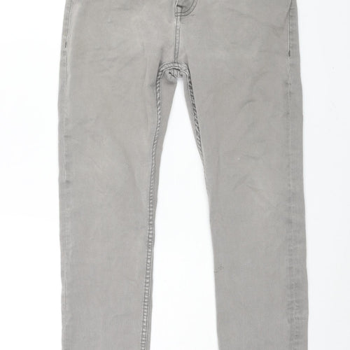 Boss Mens Grey Cotton Straight Jeans Size 32 in L30 in Regular Zip
