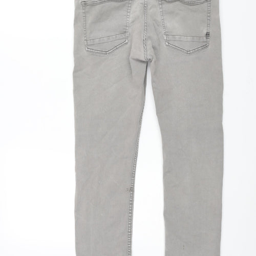 Boss Mens Grey Cotton Straight Jeans Size 32 in L30 in Regular Zip