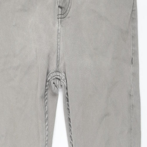 Boss Mens Grey Cotton Straight Jeans Size 32 in L30 in Regular Zip