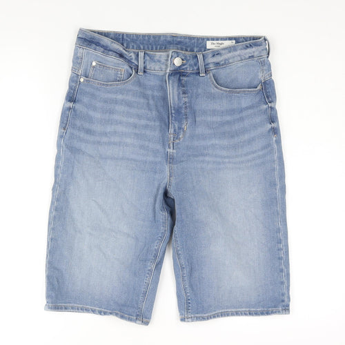 Marks and Spencer Womens Blue Cotton Bermuda Shorts Size 14 L12 in Regular Zip