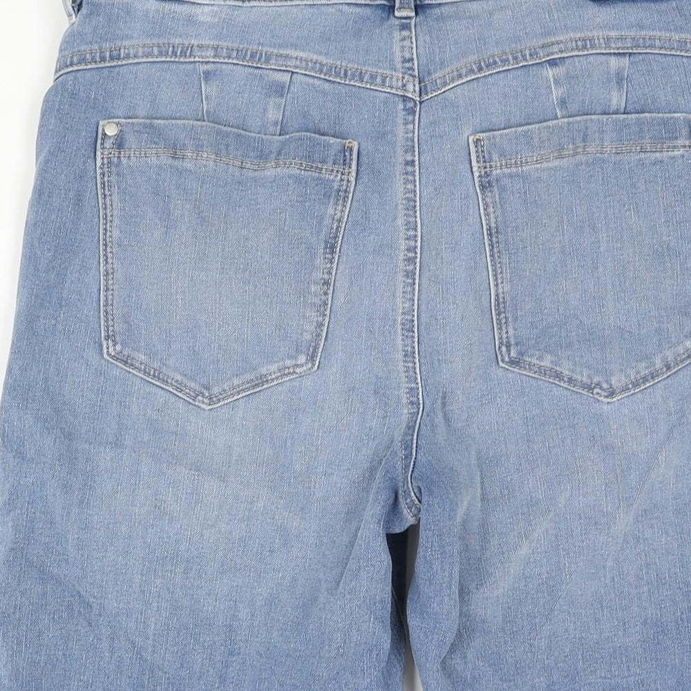 Marks and Spencer Womens Blue Cotton Bermuda Shorts Size 14 L12 in Regular Zip