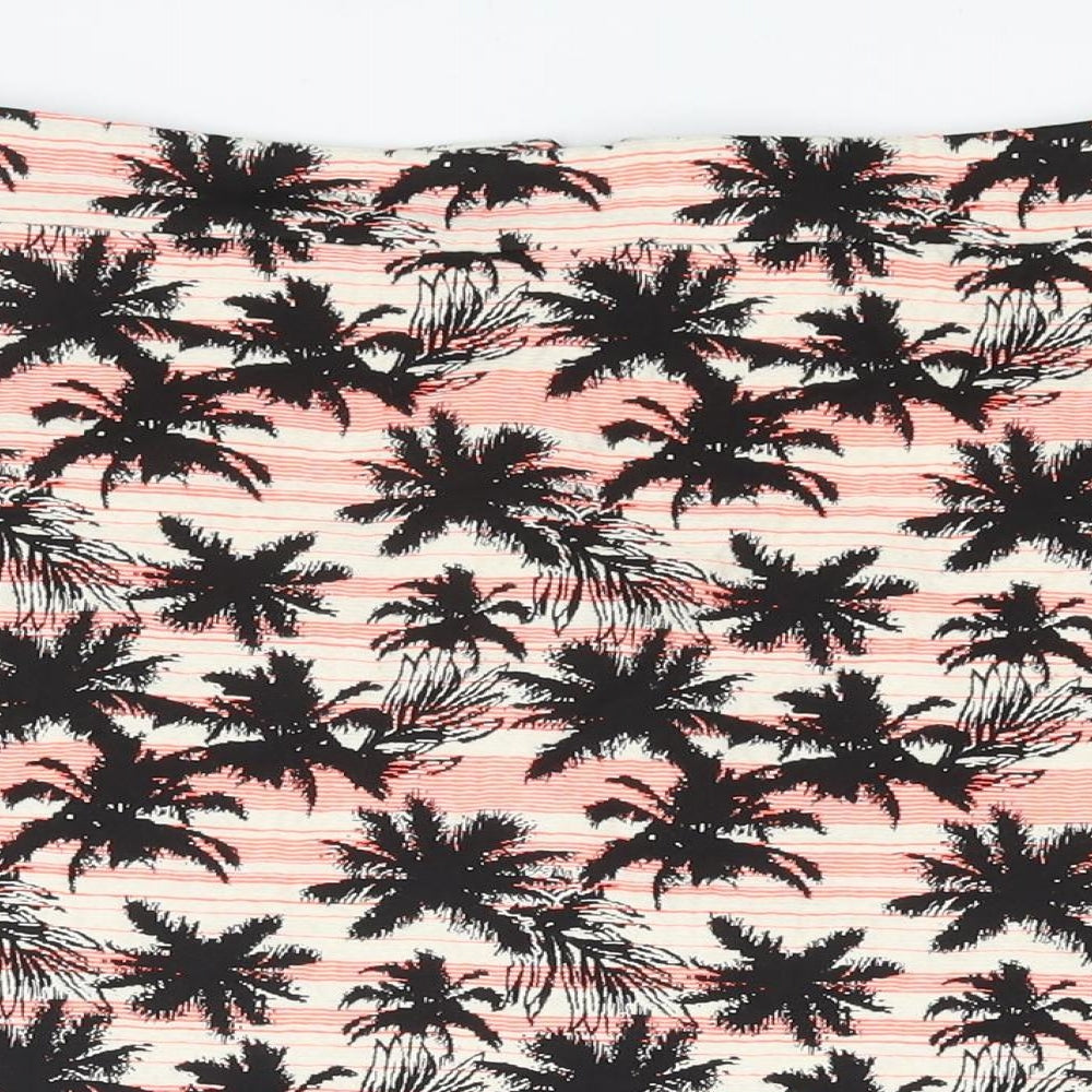 Topshop Womens Multicoloured Geometric Cotton A-Line Skirt Size 12 Zip - Palm Tree Print