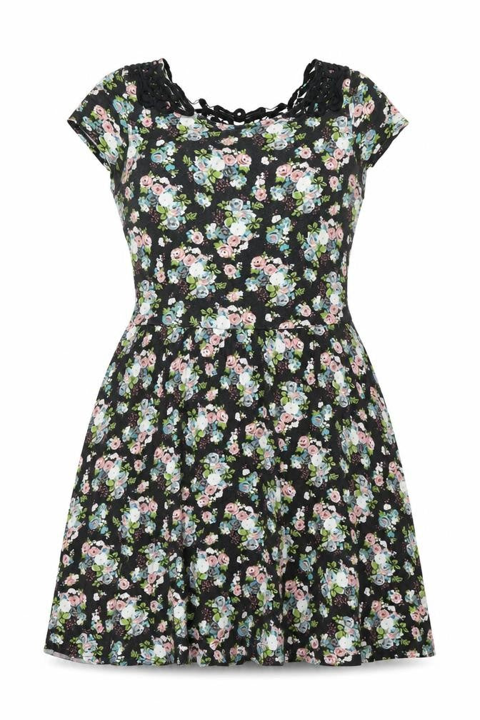 Select Womens Multicoloured Floral Viscose A-Line Size 12 Scoop Neck Pullover - Lace Back Detail
